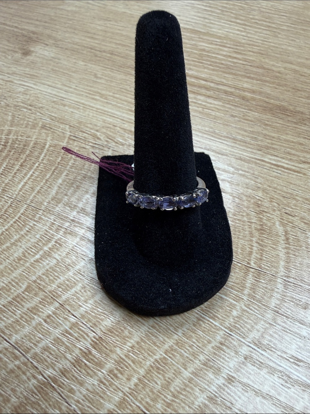 Sterling Silver Band Ring with Purple Tanzanite Gemstones